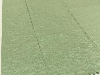 平和屋着物■上質な色無地　菊地紋　柳茶色　正絹　逸品　BAAY3075hj