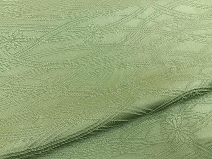 平和屋着物■上質な色無地　菊地紋　柳茶色　正絹　逸品　BAAY3075hj