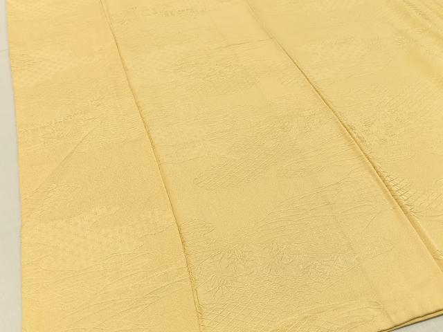 平和屋着物■上質な色無地　松竹梅地紋　玉蜀黍色　正絹　逸品　BAAY3076hj