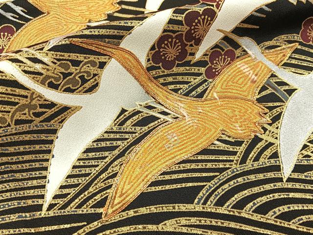 平和屋着物■豪華黒留袖　駒刺繍　松竹梅飛鶴文　金銀彩　正絹　逸品　BAAY3079hj