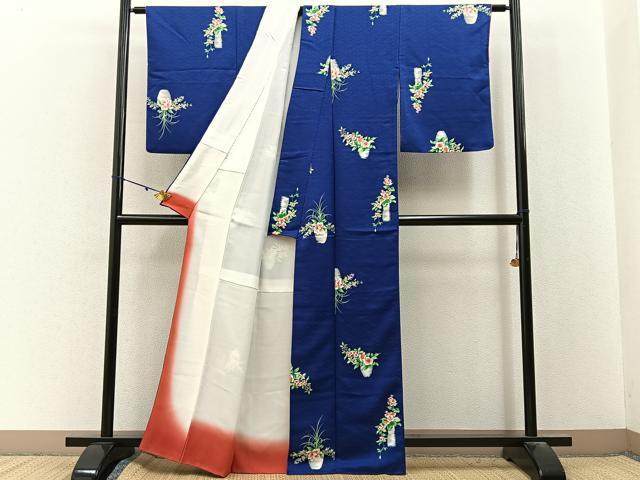 平和屋着物■上質な小紋　手描き　飾花文　正絹　逸品　BAAY3081hj