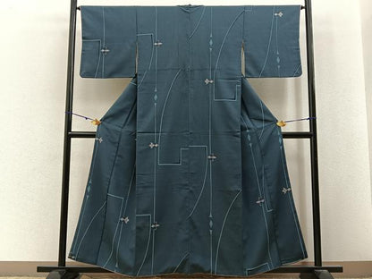 平和屋着物■上質なお召　抽象文様　正絹　逸品　BAAY3084hj