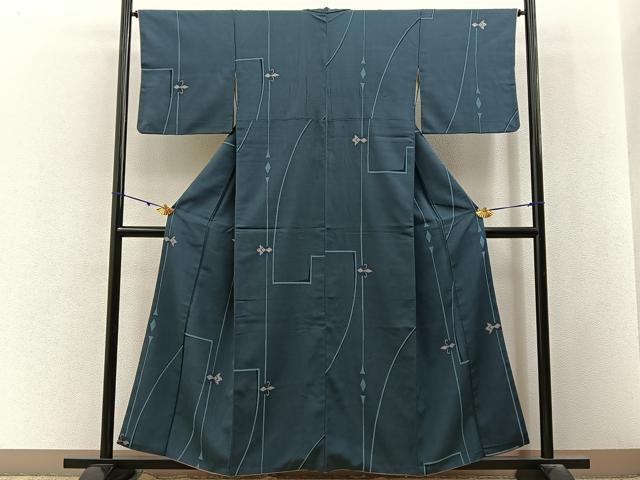 平和屋着物■上質なお召　抽象文様　正絹　逸品　BAAY3084hj