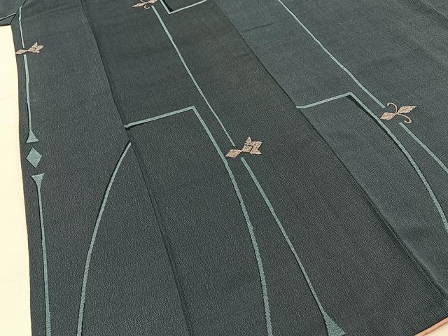 平和屋着物■上質なお召　抽象文様　正絹　逸品　BAAY3084hj