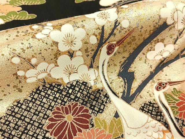 平和屋着物■豪華黒留袖　駒刺繍　屏風平安人物風景文　金銀彩　正絹　逸品　BAAY3086hj