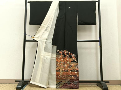 平和屋着物■豪華黒留袖　鳳凰花文　金銀彩　正絹　逸品　BAAY3089hj