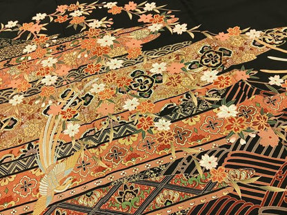 平和屋着物■豪華黒留袖　鳳凰花文　金銀彩　正絹　逸品　BAAY3089hj
