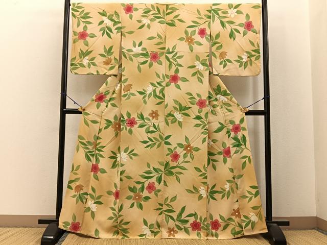 平和屋着物■上質な小紋　草花文　暈し染め　正絹　逸品　BAAY3091hj