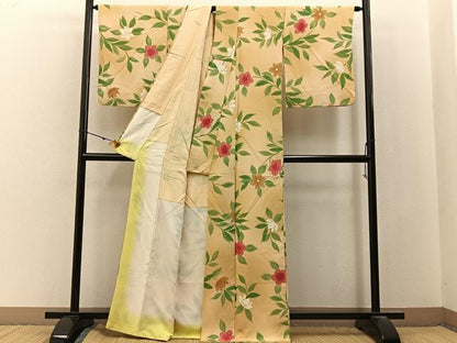 平和屋着物■上質な小紋　草花文　暈し染め　正絹　逸品　BAAY3091hj