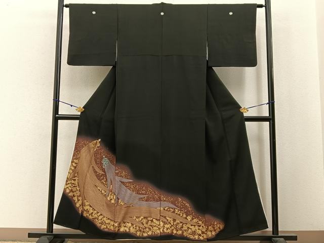 平和屋着物■豪華黒留袖　刺繍　蓑亀　暈し染め　金銀彩　正絹　逸品　BAAY3096hj