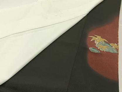 平和屋着物■豪華黒留袖　刺繍　蓑亀　暈し染め　金銀彩　正絹　逸品　BAAY3096hj