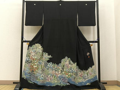 平和屋着物■豪華黒留袖　友禅　作家物　御所解文　正絹　逸品　BAAY3103hj