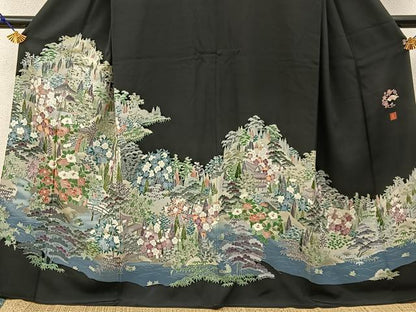 平和屋着物■豪華黒留袖　友禅　作家物　御所解文　正絹　逸品　BAAY3103hj