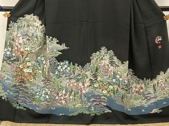 平和屋着物■豪華黒留袖　友禅　作家物　御所解文　正絹　逸品　BAAY3103hj