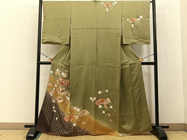 平和屋着物■訪問着　地紙貝桶花文　暈し染め　金彩　正絹　逸品　BAAY3108hj