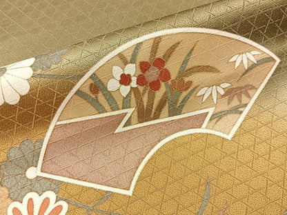 平和屋着物■訪問着　地紙貝桶花文　暈し染め　金彩　正絹　逸品　BAAY3108hj