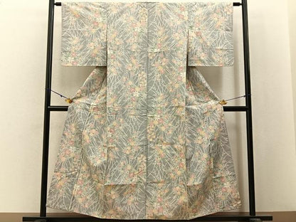 平和屋着物■上質な紬　草花文　正絹　逸品　未使用　BAAY3109hj