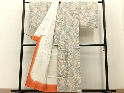 平和屋着物■上質な紬　草花文　正絹　逸品　未使用　BAAY3109hj