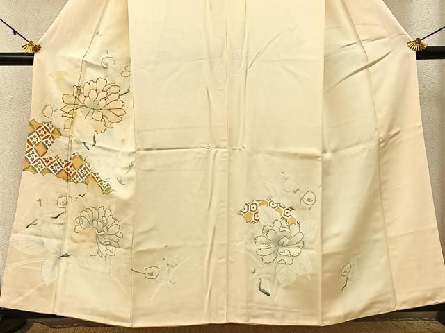 平和屋着物■訪問着　駒刺繍　有職牡丹花文　金彩　正絹　逸品　BAAY3110hj
