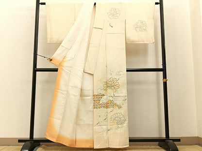 平和屋着物■訪問着　駒刺繍　有職牡丹花文　金彩　正絹　逸品　BAAY3110hj