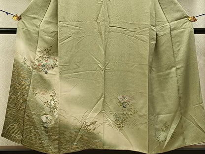 平和屋着物■訪問着　扇面秋草文　暈し染め　金銀彩　正絹　逸品　BAAY3118hj