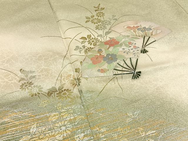 平和屋着物■訪問着　扇面秋草文　暈し染め　金銀彩　正絹　逸品　BAAY3118hj