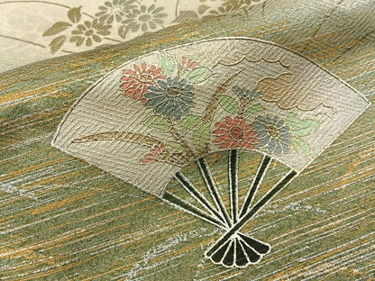平和屋着物■訪問着　扇面秋草文　暈し染め　金銀彩　正絹　逸品　BAAY3118hj