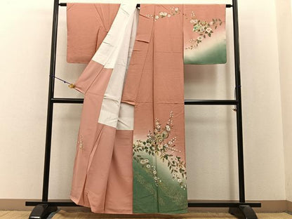 平和屋着物■訪問着　扇面花文　暈し染め　金彩　正絹　逸品　未使用　BAAY3119hj