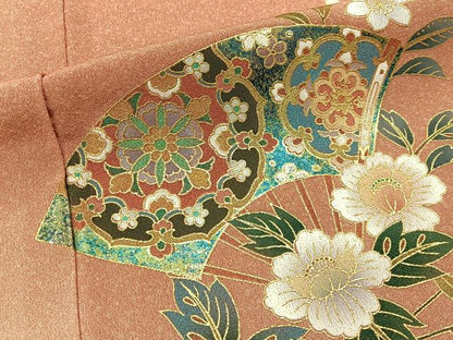 平和屋着物■訪問着　扇面花文　暈し染め　金彩　正絹　逸品　未使用　BAAY3119hj