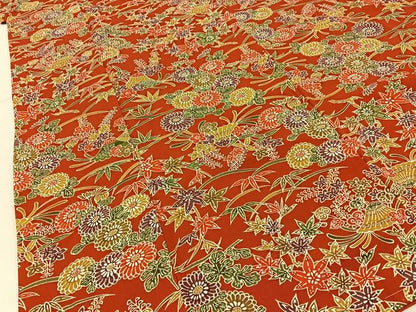 平和屋着物■上質な小紋　型染め　草花文　正絹　逸品　未使用　BAAY3121hj