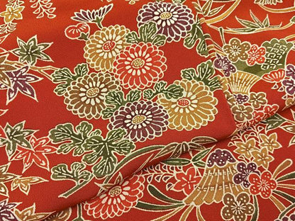 平和屋着物■上質な小紋　型染め　草花文　正絹　逸品　未使用　BAAY3121hj