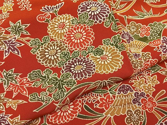 平和屋着物■上質な小紋　型染め　草花文　正絹　逸品　未使用　BAAY3121hj