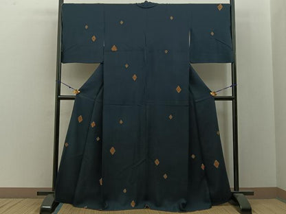 平和屋着物■上質な小紋　菱更紗花文　正絹　逸品　BAAY3130hj