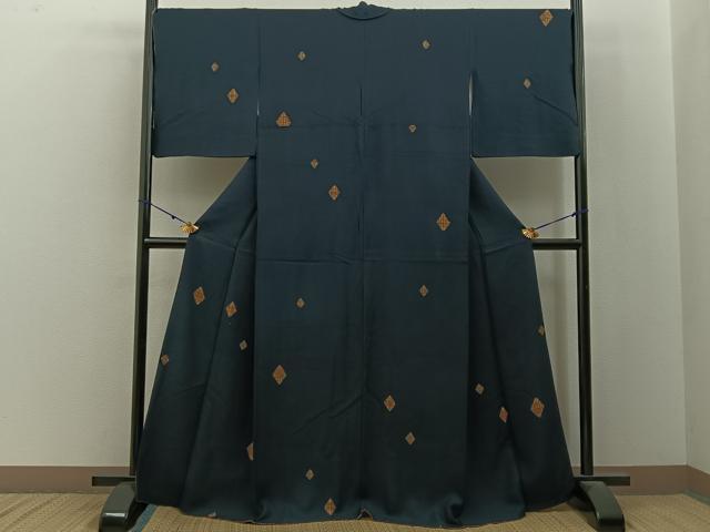 平和屋着物■上質な小紋　菱更紗花文　正絹　逸品　BAAY3130hj