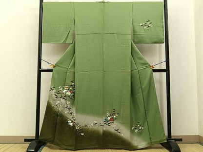 平和屋着物■訪問着　地紙風景花文　暈し染め　金銀彩　正絹　逸品　BAAY3133hj