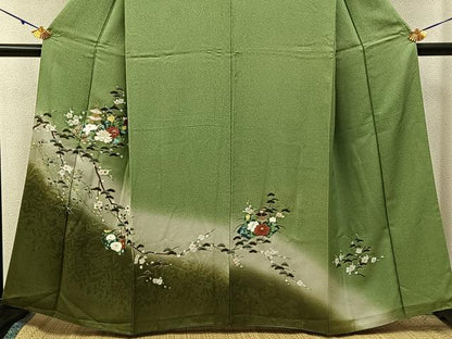 平和屋着物■訪問着　地紙風景花文　暈し染め　金銀彩　正絹　逸品　BAAY3133hj