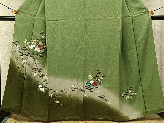 平和屋着物■訪問着　地紙風景花文　暈し染め　金銀彩　正絹　逸品　BAAY3133hj