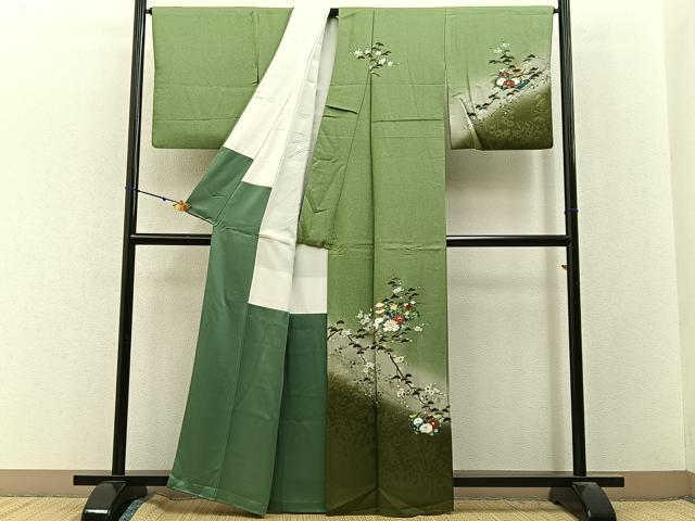 平和屋着物■訪問着　地紙風景花文　暈し染め　金銀彩　正絹　逸品　BAAY3133hj