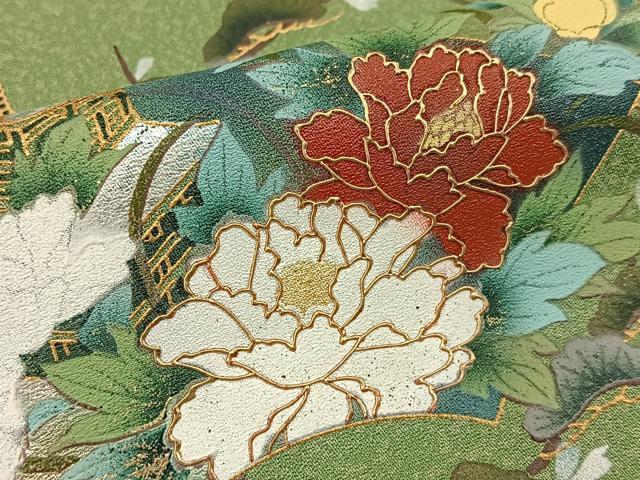 平和屋着物■訪問着　地紙風景花文　暈し染め　金銀彩　正絹　逸品　BAAY3133hj