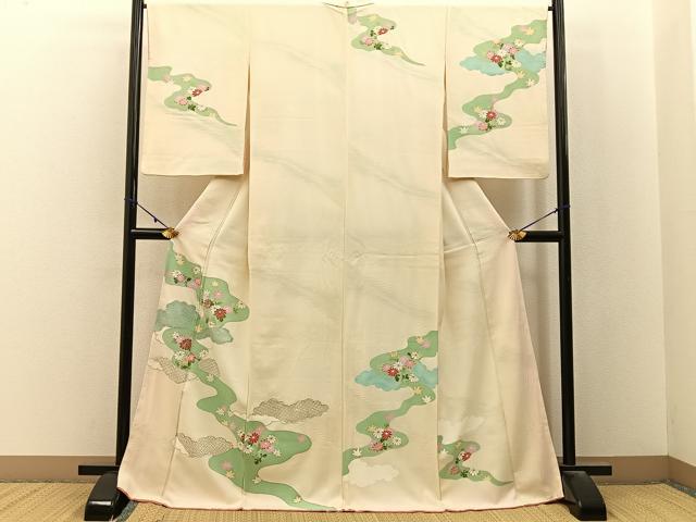 平和屋着物■訪問着　駒刺繍　道長菊楓文　金彩　正絹　逸品　BAAY3135hj