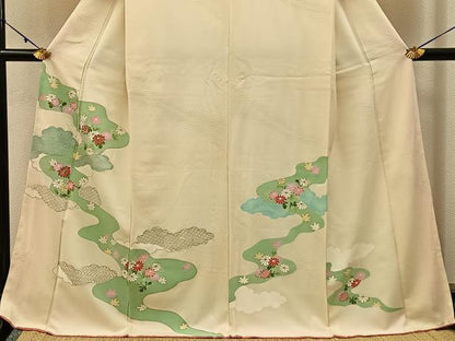 平和屋着物■訪問着　駒刺繍　道長菊楓文　金彩　正絹　逸品　BAAY3135hj
