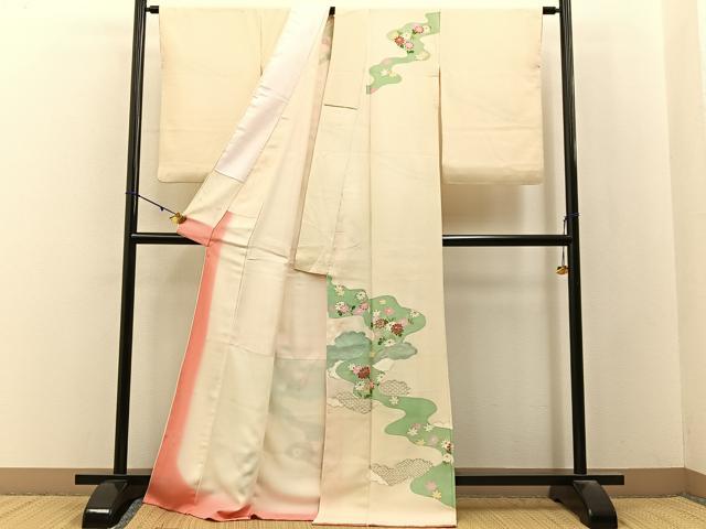 平和屋着物■訪問着　駒刺繍　道長菊楓文　金彩　正絹　逸品　BAAY3135hj