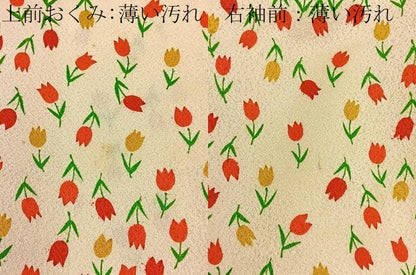 平和屋着物■小振袖　二尺袖　チューリップ　正絹　逸品　BAAY3137hj