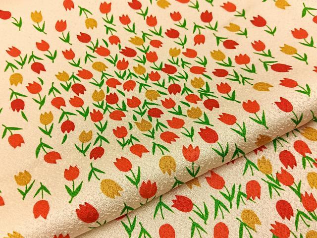 平和屋着物■小振袖　二尺袖　チューリップ　正絹　逸品　BAAY3137hj