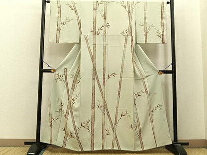 平和屋着物■訪問着　作家物　鹿の子群竹文　正絹　逸品　BAAY3138hj