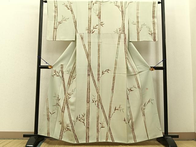 平和屋着物■訪問着　作家物　鹿の子群竹文　正絹　逸品　BAAY3138hj