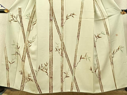 平和屋着物■訪問着　作家物　鹿の子群竹文　正絹　逸品　BAAY3138hj