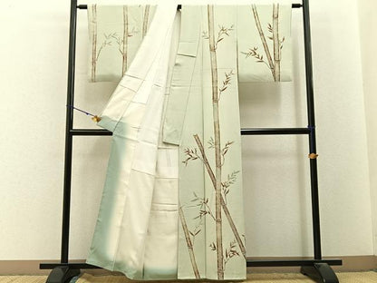 平和屋着物■訪問着　作家物　鹿の子群竹文　正絹　逸品　BAAY3138hj