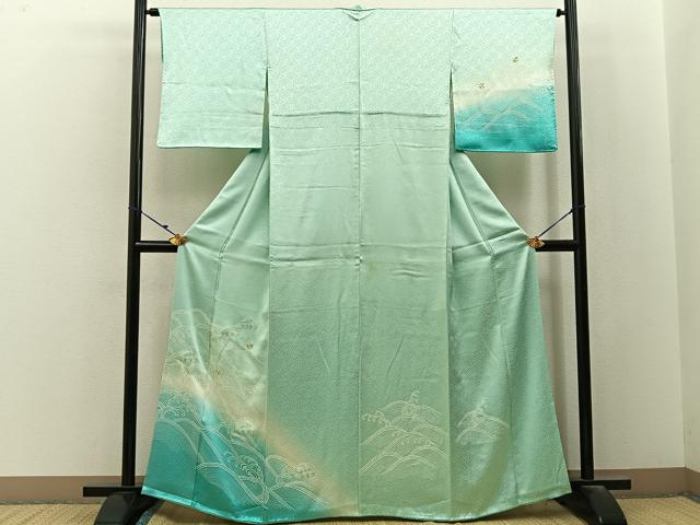 平和屋着物■訪問着　駒刺繍　立波文　暈し染め　正絹　逸品　BAAY3139hj