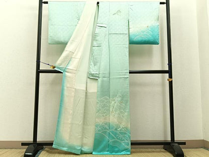 平和屋着物■訪問着　駒刺繍　立波文　暈し染め　正絹　逸品　BAAY3139hj
